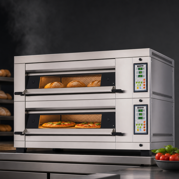 Product image #3 for Artisan 2-Deck Electric Stone Hearth Deck Oven with Programmable Controls, Steam Injection, End Load, 8-Inch Deck Height