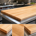 Thumbnail image #3 for John Boos Boos Block KCT3-8427-V 84 x 27 x 3 Inch Edge-Grain Maple Kitchen Countertop, Varnique Finish, Flat No-Backsplash
