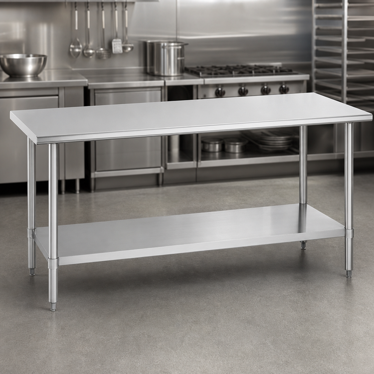 Product image #3 for Duke Manufacturing 120-Inch x 30-Inch Stainless Steel Work Table with Undershelf, 36-Inch High
