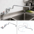 Thumbnail image #3 for John Boos PBF-18-DJSLF Heavy-Duty Lead-Free Backsplash-Mount Pre-Rinse Faucet, 18-Inch Double-Jointed Swing Spout, 8-Inch Centers, Chrome