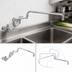 Thumbnail image #3 for Heavy-Duty Lead-Free Backsplash Mount Pre-Rinse Faucet with 18-Inch Double-Jointed Swing Spout