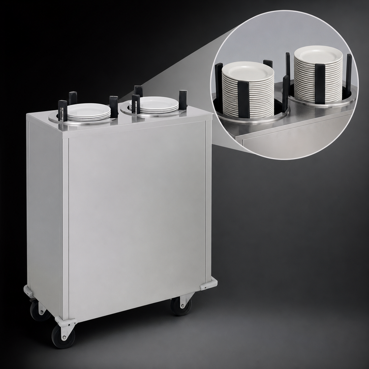 Product image #3 for Delfield Shelleymatic CAB2-500 Mobile Enclosed Two-Stack Unheated Round Plate Dispenser