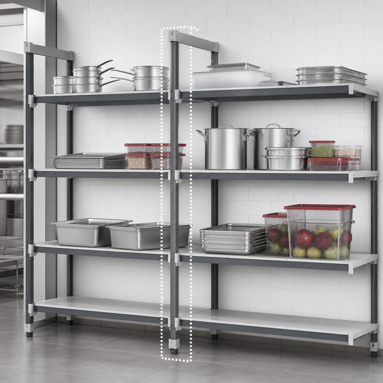 Product image #3 for Cambro Camshelving Elements XTRA 4-Shelf Solid Stationary Add-On Shelving Unit, 24 x 36 x 84 Inches, Speckled Gray