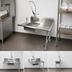 Thumbnail image #3 for BK Resources 48-Inch Straight Soiled Dish Table with 20 x 20 x 8 Pre-Rinse Sink, Right-to-Left Operation, and Galvanized Legs