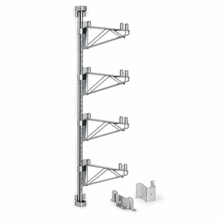 Product image #3 for Eagle PWM21-4C Adjustable Post Wire Wall Mount — Prepackaged Mid Unit, 63" Post for 21" Shelves, Chrome