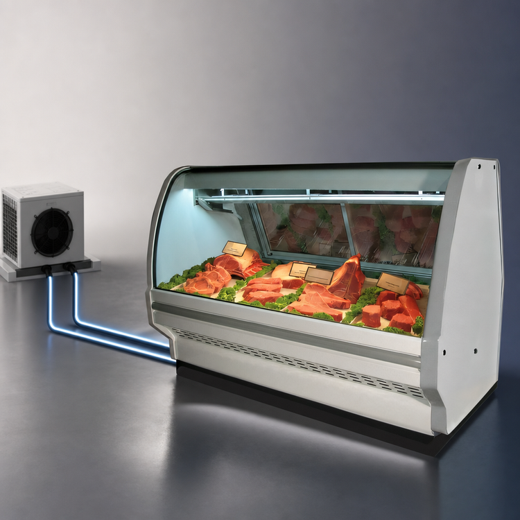 Product image #3 for Howard-McCray 40E Series 51-1/2-Inch Remote Red Meat Service Case with Curved Glass, Stainless Steel, and LED Lighting