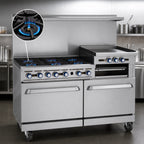 Thumbnail image #3 for Imperial (Middleby) Pro Series IR-6-G24-XB 60-Inch Gas Range with 6 Open Burners, 24-Inch Griddle, Standard Oven & Open Cabinet