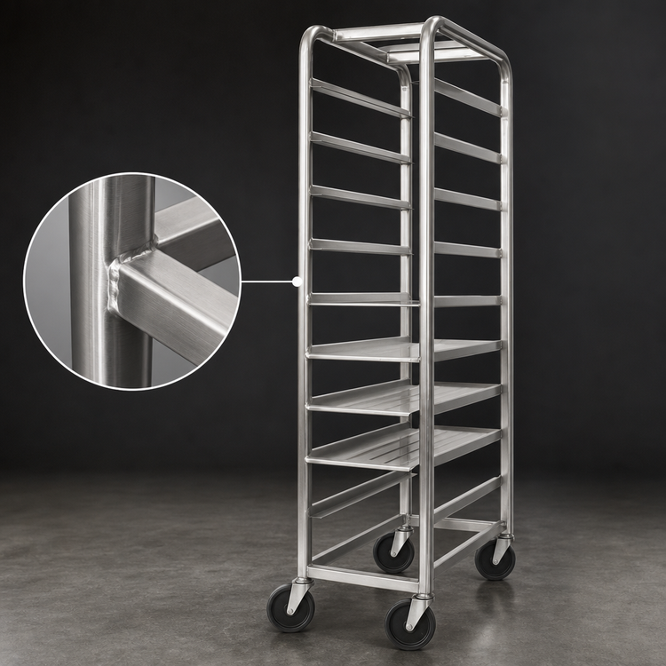 Product image #3 for Channel Manufacturing Mobile Stainless Steel End-Load Platter Rack, 12-Platter Capacity
