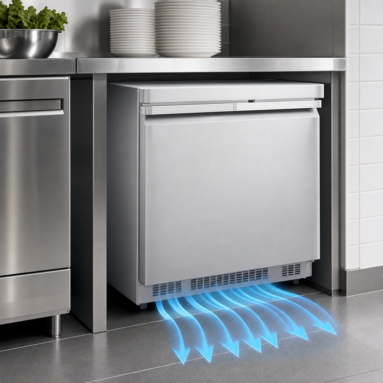 Product image #3 for Randell 27-Inch Undercounter Reach-In Freezer, 1 Section, Right-Hinged Solid Door, Self-Contained Rear-Mounted Refrigeration
