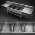 Thumbnail image #3 for John Boos Pro-Bowl 3-Compartment Sink with Dual 30-Inch Drainboards, 135-1/4-Inch Wide, 14-Gauge Stainless Steel