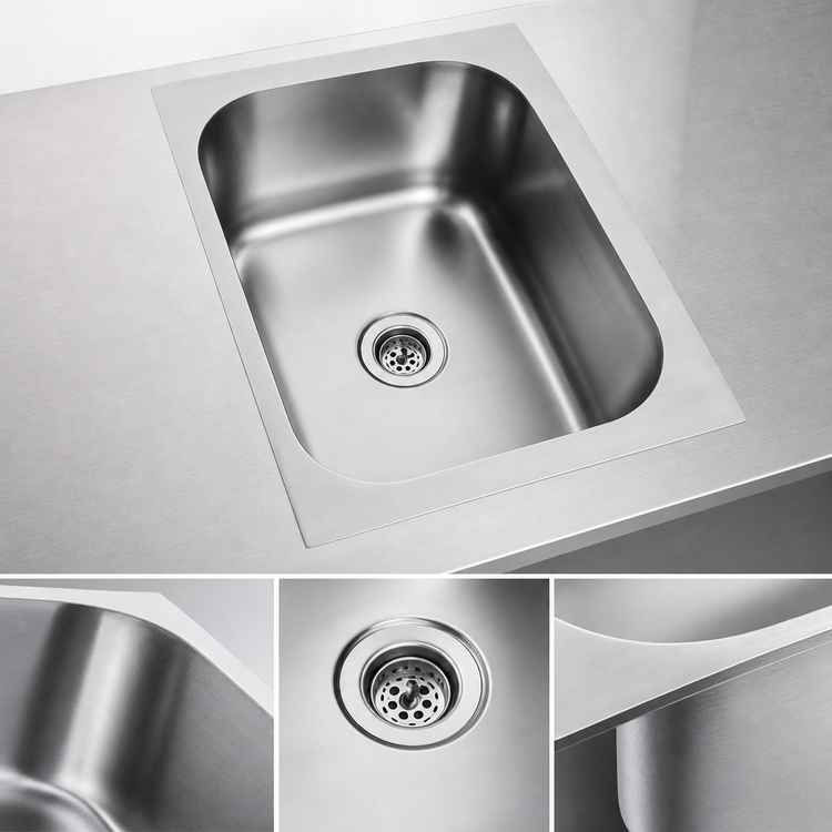 Product image #3 for Eagle Group 1-Compartment Seamless Weld-In Sink, 24 x 24 x 13-1/2 Inch Bowl, 304 Stainless Steel