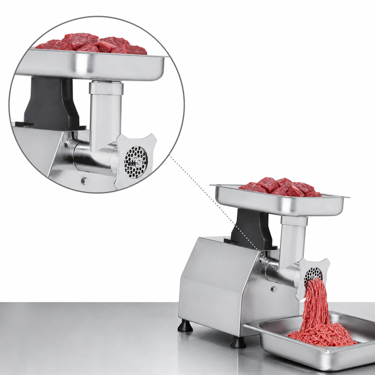Product image #3 for Chefmate #12 Stainless Steel Bench Meat Chopper, 250 lb. per Hour, 1 HP, 115V
