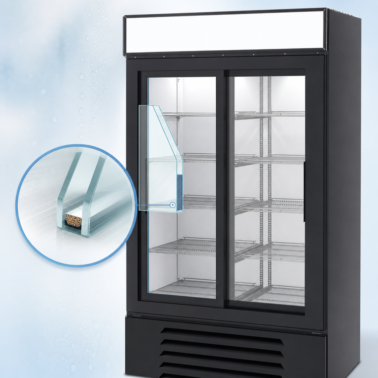 Product image #3 for Beverage-Air MarketMax 2-Section Black Sliding Glass Door Reach-In Refrigerated Merchandiser, 35.4 Cu. Ft.