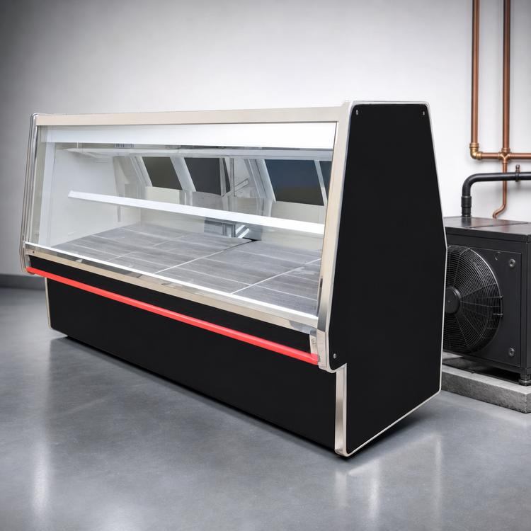Product image #3 for Howard-McCray 34E Series Remote Deli Meat & Cheese Service Case, 76.5 Inch, Double Duty, Straight Glass, Black Exterior / White Interior, LED Lighting