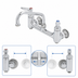 Thumbnail image #3 for T&S Brass B-0232-BST Wall-Mounted Sink/Pantry Mixing Faucet with 6-Inch Swing Nozzle, 8-Inch Centers