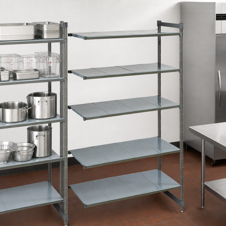 Product image #3 for Cambro Camshelving® Basics Plus 5-Tier Solid Add-On Polymer Shelving Unit, 21 x 48 x 84 Inches