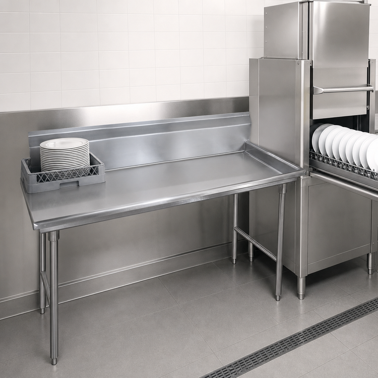Product image #3 for Advance Tabco DTC-S70-120L Left-Connected Clean Straight Dish Table with 10-1/2-Inch Backsplash, 119 x 30 Inch, 304 Stainless Steel