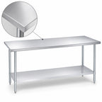 Thumbnail image #3 for Duke Manufacturing 316S-36108 108-Inch Stainless Steel Work Table, Open Base with Undershelf, Flat Top, No Backsplash