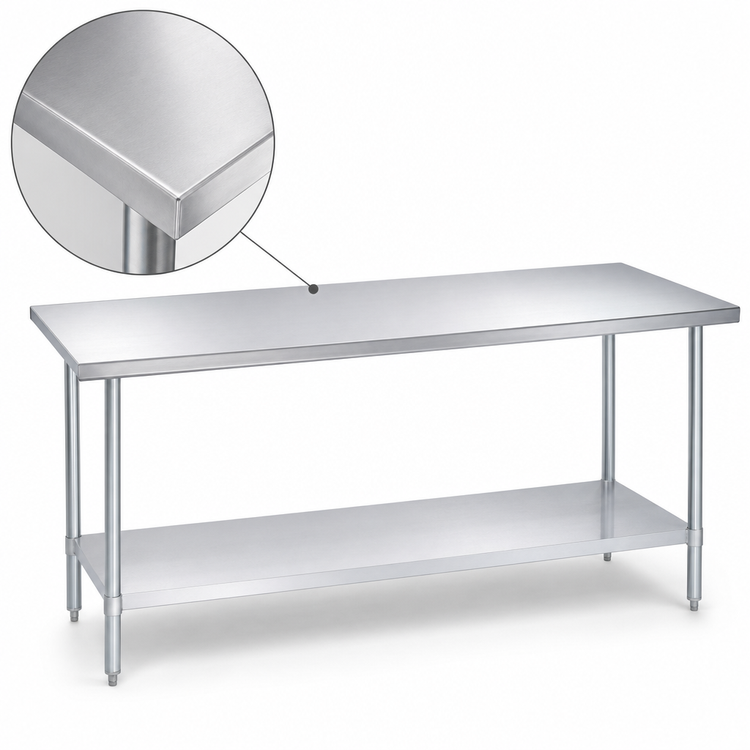 Product image #3 for Duke 108-Inch Stainless Steel Work Table with Undershelf, Flat Top, Without Splash, 36-Inch High