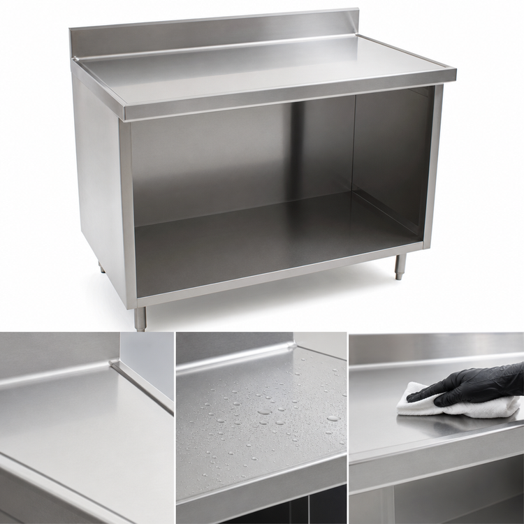 Product image #3 for Eagle Group Spec-Master Marine Counter Edge Open Front Stainless Steel Work Table Cabinet, 48 x 30 Inches