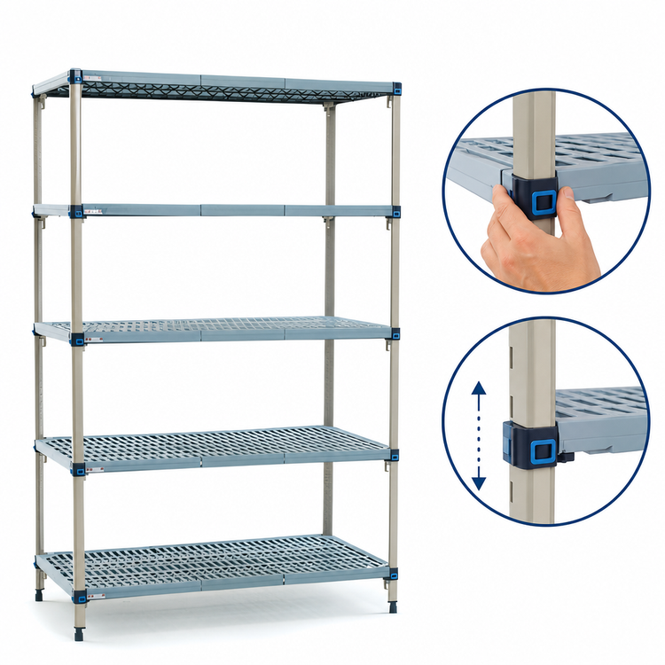Product image #3 for MetroMax Q 5-Shelf Starter Polymer/Wire Shelving Unit, 72W x 18D x 74H