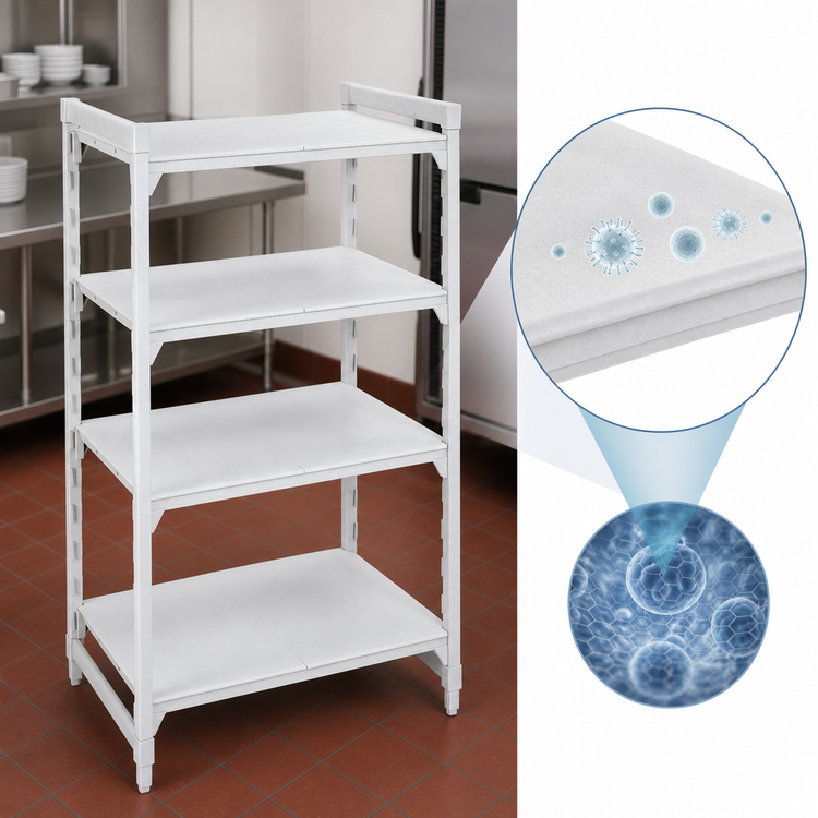 Product image #4 for Cambro Camshelving Premium 4-Tier Solid Stationary Polymer Shelving Starter Unit, 72"W x 24"D x 72"H