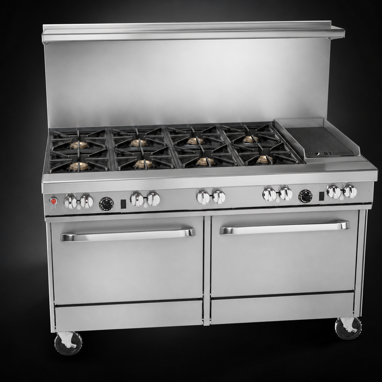 Product image #3 for Southbend Ultimate 60-Inch Gas Restaurant Range with 6 Star/Sauté Burners, 24-Inch Raised Griddle/Broiler, and 2 Cabinets