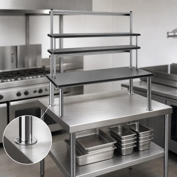 Product image #3 for Eagle Group Flex-Master 30-Inch Table-Mount Chrome Wire Shelving Post Pair