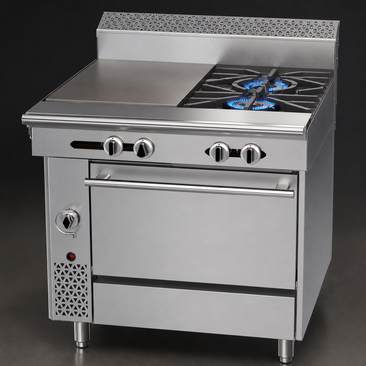 Product image #3 for Garland Cuisine Series 36-Inch Heavy Duty Gas Combination Top Range with 2 Open Burners, 18-Inch Hot Top, and Convection Oven