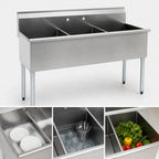 Thumbnail image #3 for Eagle Group 1836-3-16/3 Three-Compartment Utility Sink, 37-3/8 x 22 Inch, 16-Gauge 304 Stainless Steel, No Drainboards