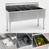 Thumbnail image #3 for Eagle Group 37-3/8 x 22 Inch Three-Compartment Utility Sink, 16-Gauge 304 Stainless Steel, No Drainboards