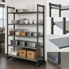 Thumbnail image #3 for Cambro Camshelving® Basics Plus CBU245484S5580 5-Tier Solid Polymer Shelving Starter Unit, 24 x 54 x 84 in, Brushed Graphite