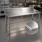 Thumbnail image #3 for Eagle Group Deluxe T30144GTEB-BS 16-Gauge 300-Series Stainless Steel Work Table with 4-1/2-Inch Backsplash, Galvanized Base, 144 x 30 Inch