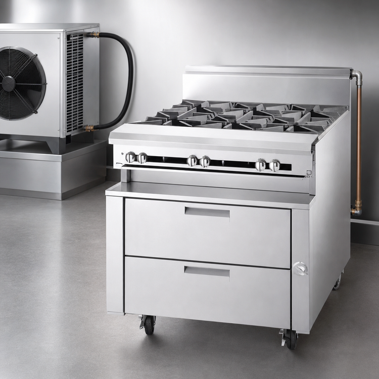 Product image #3 for Garland Polar Cuisine UN17R60 60-Inch Two-Section Remote Refrigerated Base with 4 Drawers