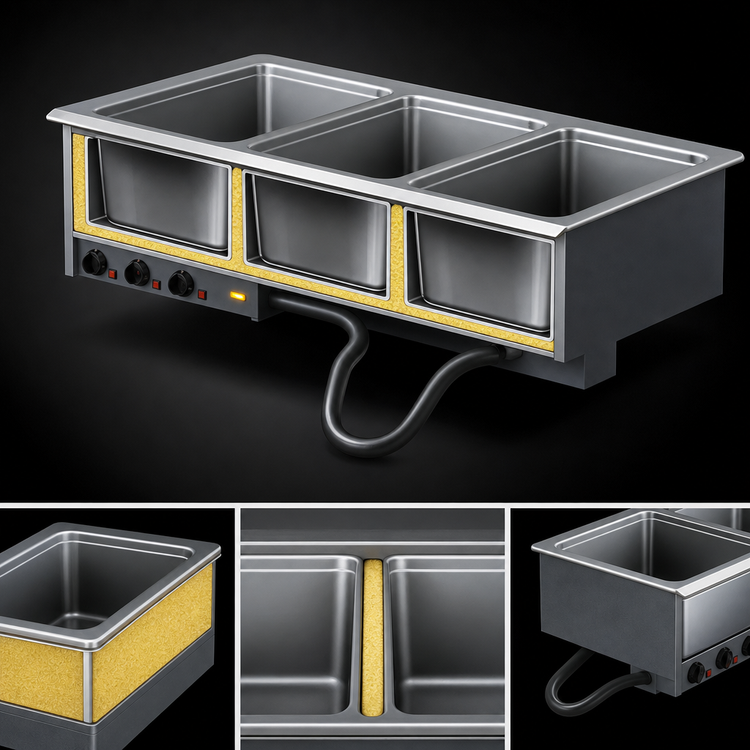 Product image #3 for Vollrath Three-Well Electric Drop-In Hot Food Well with Manifold Drain, 12" x 20" Wells, 208V