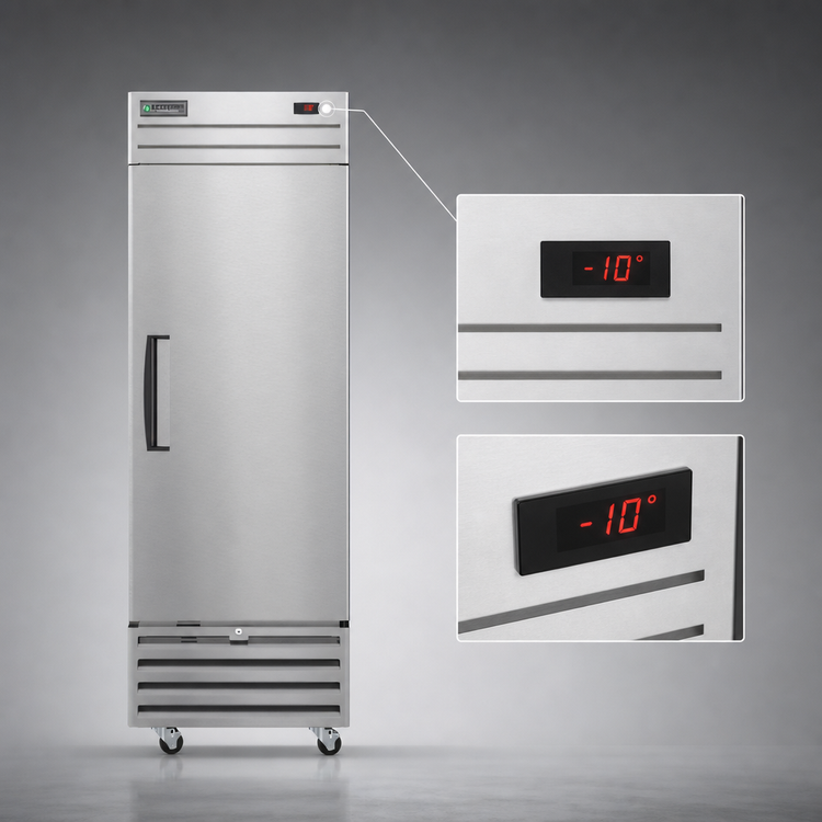Product image #3 for Hoshizaki Economy Series One-Section Reach-In Freezer, 17.74 Cu. Ft., Bottom-Mounted Self-Contained Refrigeration, Solid Right-Hinged Door