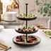 Thumbnail image #4 for American Metalcraft Lift Collection Round Tiered Melamine Buffet Stand and Riser, 17-1/2 Inch High, White with Black Speckles