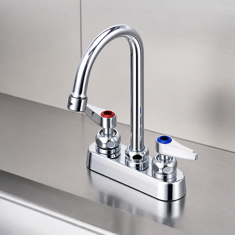 Product image #3 for 4-Inch Deck Mount Workboard Mixing Faucet with 4-3/8-Inch Swivel/Rigid Gooseneck and 2.2 GPM Vandal Resistant Aerator