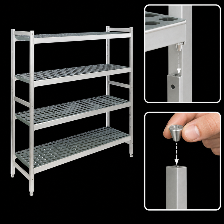 Product image #3 for Fermostock 4-Tier Stationary Starter Shelving Unit with Removable Polymer Inserts, 59"W x 14"D x 83"H