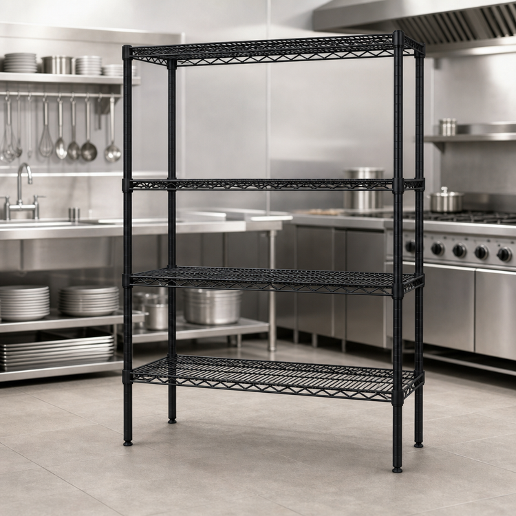 Product image #3 for Quantum 72"W x 36"D x 54"H Black Epoxy Wire Shelving Starter Kit