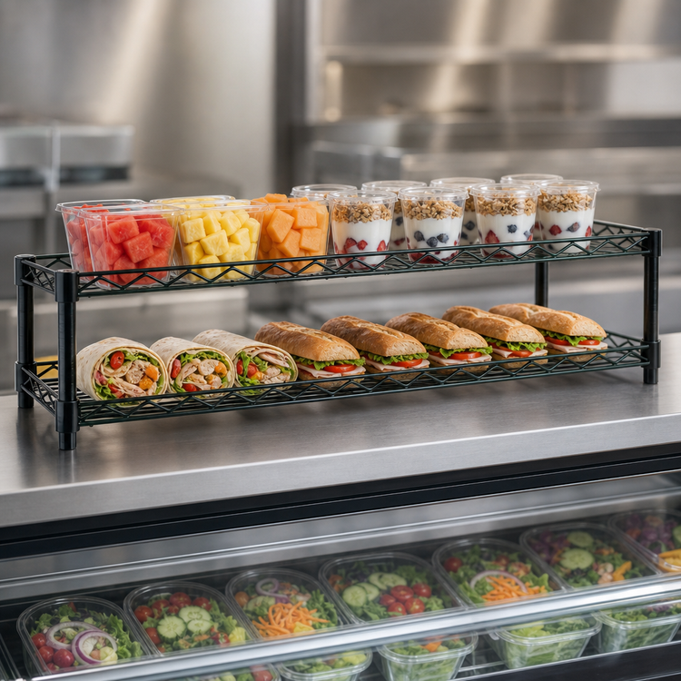Product image #3 for 2-Tier Front Case Merchandise Cantilever Shelving Unit, 42W x 14D x 14H