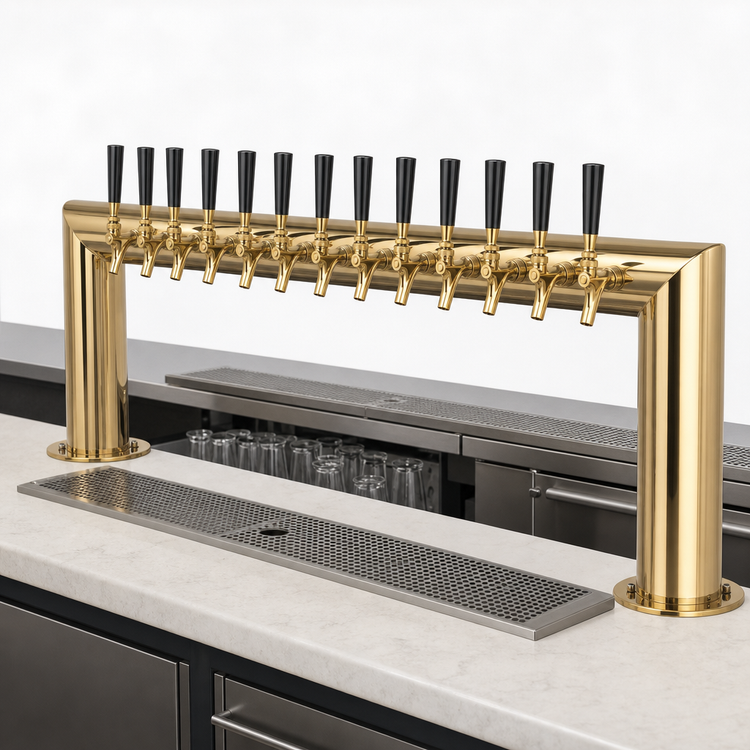 Product image #3 for Pass-Thru Countertop Air-Cooled 12-Faucet Draft Beer Tower with PVD Brass Finish