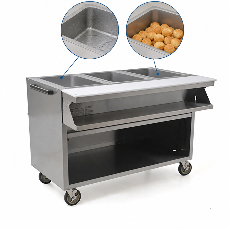 Product image #3 for Spec-Master SPHT4OB-208 4-Well Electric Mobile Hot Food Table with Open Base