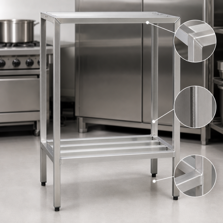 Product image #3 for New Age H.D. Series All-Welded Heavy-Duty 2-Shelf Aluminum Shelving Unit — 72" W x 20" D x 48" H