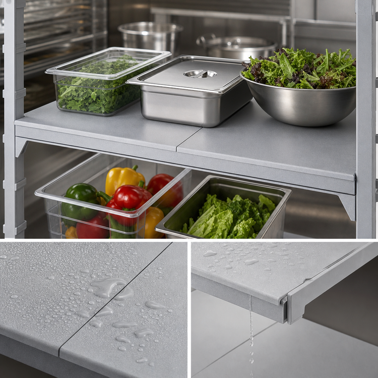 Product image #4 for Cambro Camshelving Premium 24" x 54" Solid Shelf Kit, Speckled Gray, Camguard Antimicrobial