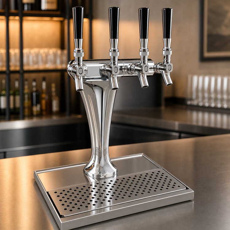 Product image #3 for Glastender Cobra 4-Faucet Countertop Air-Cooled Draft Beer Dispensing Tower, Mirror Finish