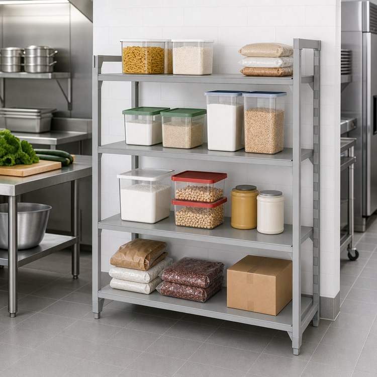 Product image #4 for Cambro Camshelving Premium 4-Shelf Solid Add-On Polymer Shelving Unit, 21 Inch Deep x 54 Inch Long x 64 Inch High, Speckled Gray
