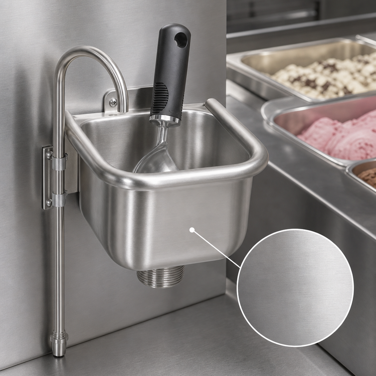 Product image #3 for Spadewell 7-Inch Side-Mount Ice Cream Spade Dipper Well with 3/8-Inch Spigot
