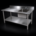 Thumbnail image #3 for John Boos 60-Inch x 30-Inch Stainless Steel Sink Work Table with Right-Side Prep Sink and 5-Inch Backsplash