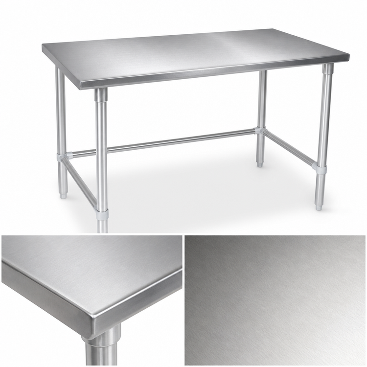 Product image #3 for John Boos Stallion 48" x 30" 14-Gauge Stainless Steel Flat Top Work Table with Galvanized Base